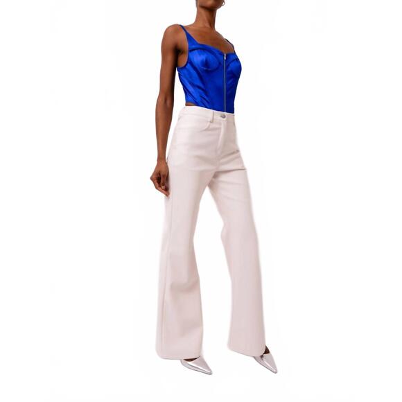 NEW AMYLYNN faux leather flared wide leg matte pants in white - Picture 4 of 5